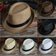 Unisex Hombre Mujer Hat Fedora Trilby Wide Brim Straw Cap Summer Beach Sun Panama  eb-53599661